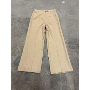 Vintage Patty Woodard Pants Womens 0 Beige Wool Wide Leg Lined Dress Trousers
